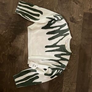 Cream and olive cropped sweater